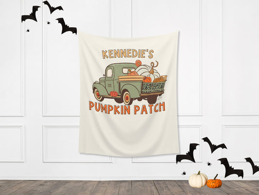 Pumpkin Patch Leopard Truck Custom Text Banner | Customizable Fall Backdrop | 1st Birthday, Kid Birthday, Fall Festival or Baby Shower Décor