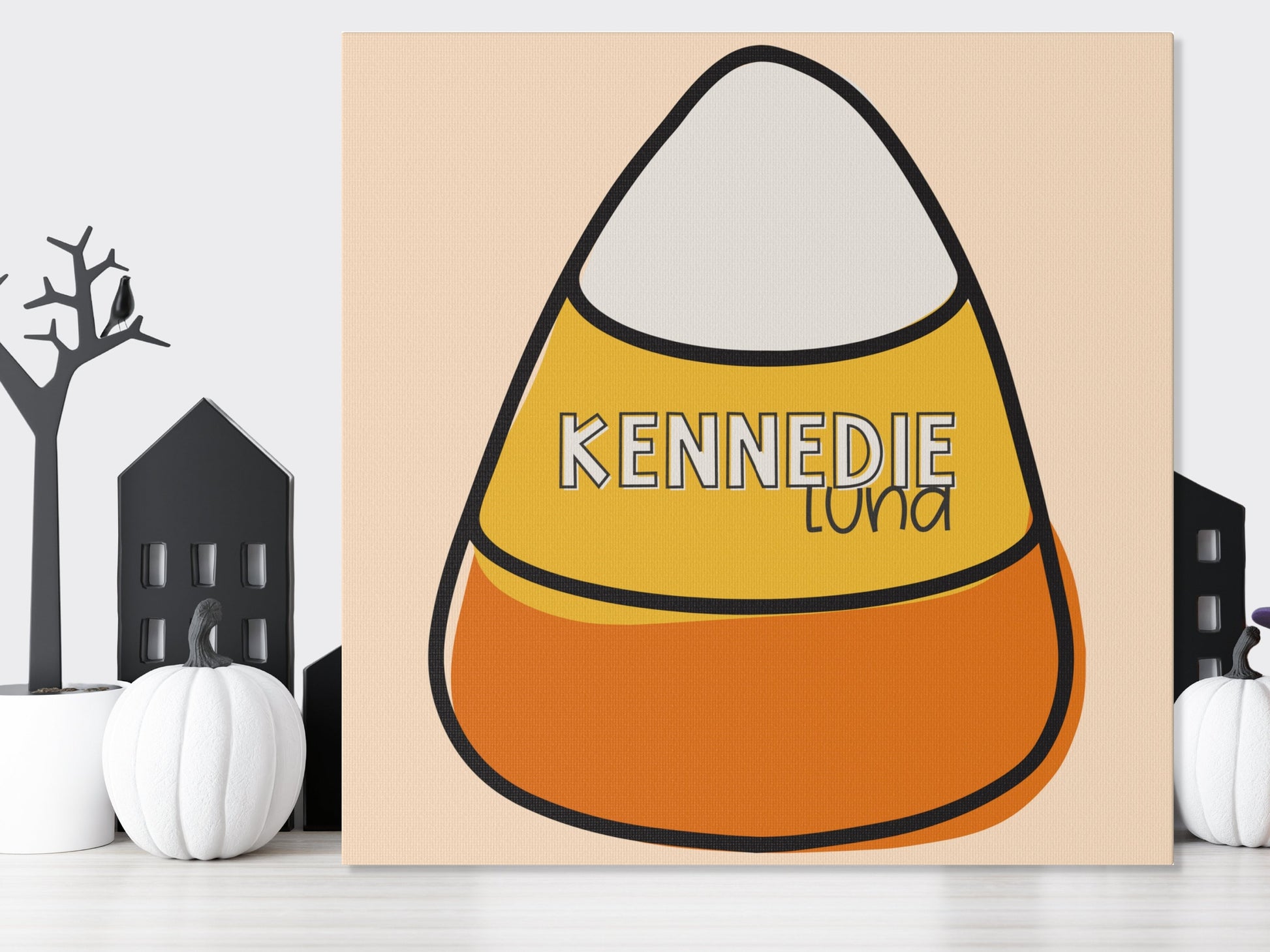 Canvas Candy Corn Halloween Name Sign | Custom Kid's Room Décor | DIY Make it Your Own Entry or Mantel Décor | Customizable Text and Colors