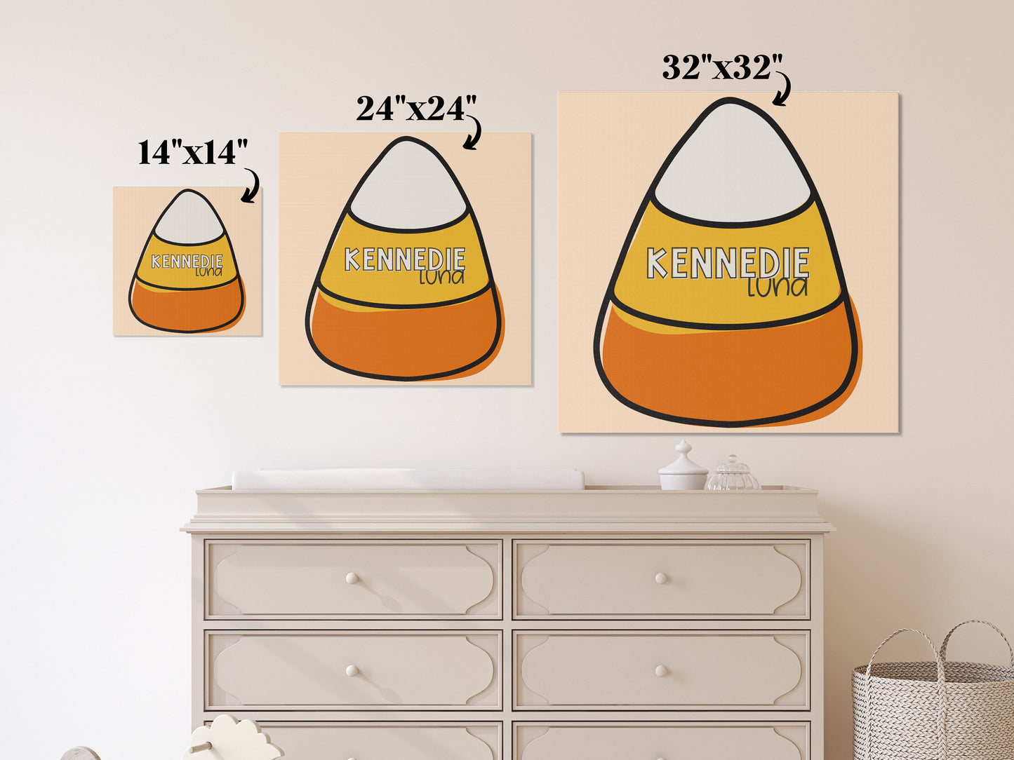 Canvas Candy Corn Halloween Name Sign | Custom Kid's Room Décor | DIY Make it Your Own Entry or Mantel Décor | Customizable Text and Colors