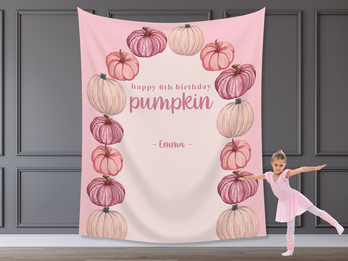 Pumpkin Arch Banner Fall Party - Pink and Mauve- October Halloween Baby Shower Décor - Custom Backdrop