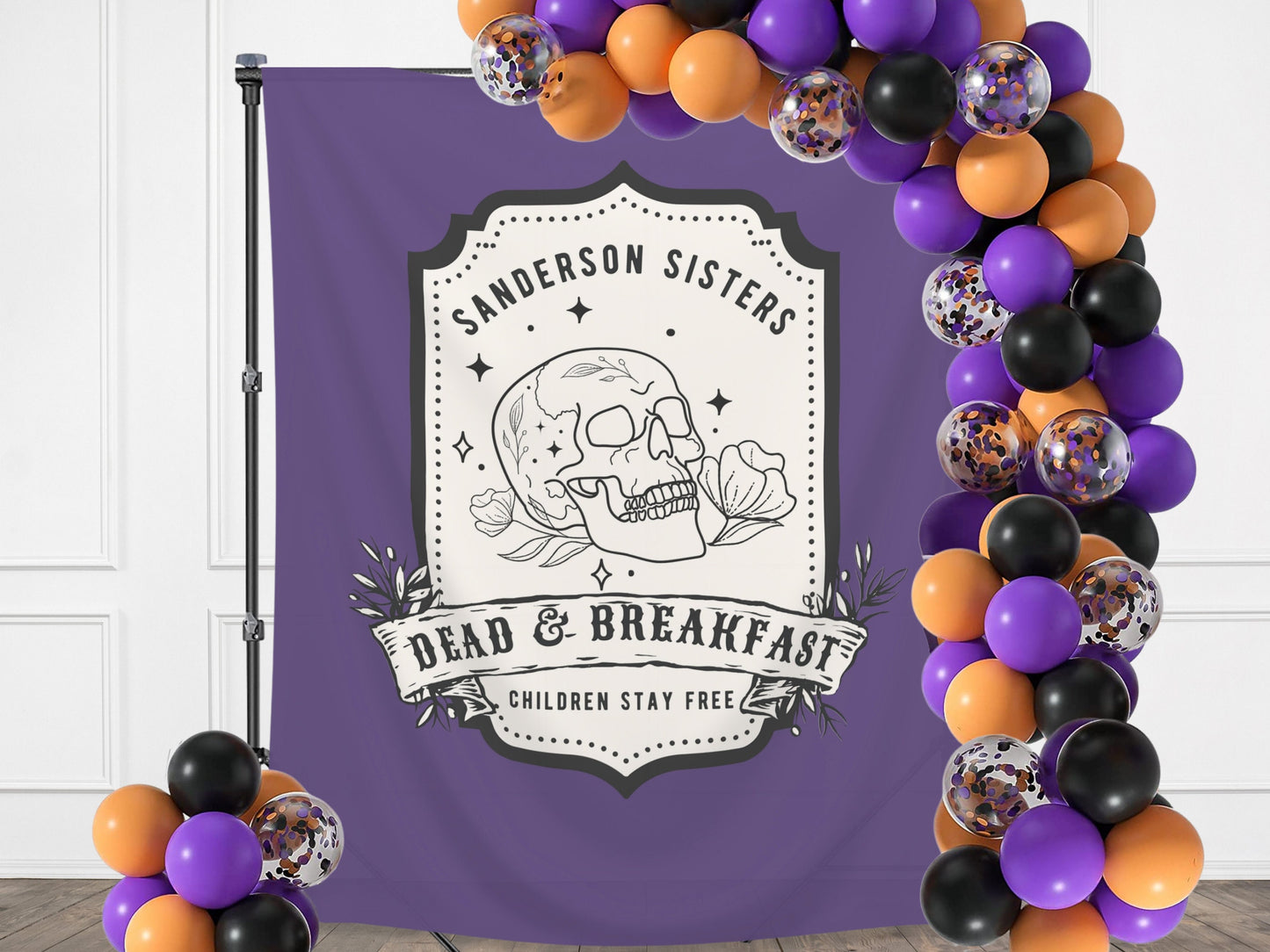 Dead & Breakfast Inn Custom Name Banner | Customizable Text Fall and Halloween Party Backdrop | Birthday, Fall Festival, Business Shop Décor