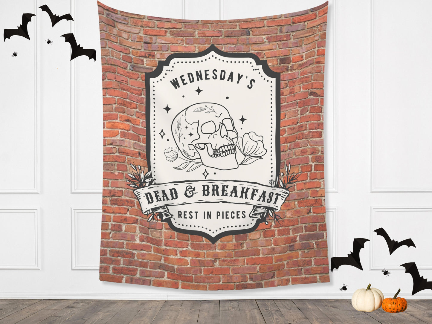 Dead & Breakfast Inn Custom Name Banner | Customizable Text Fall and Halloween Party Backdrop | Birthday, Fall Festival, Business Shop Décor