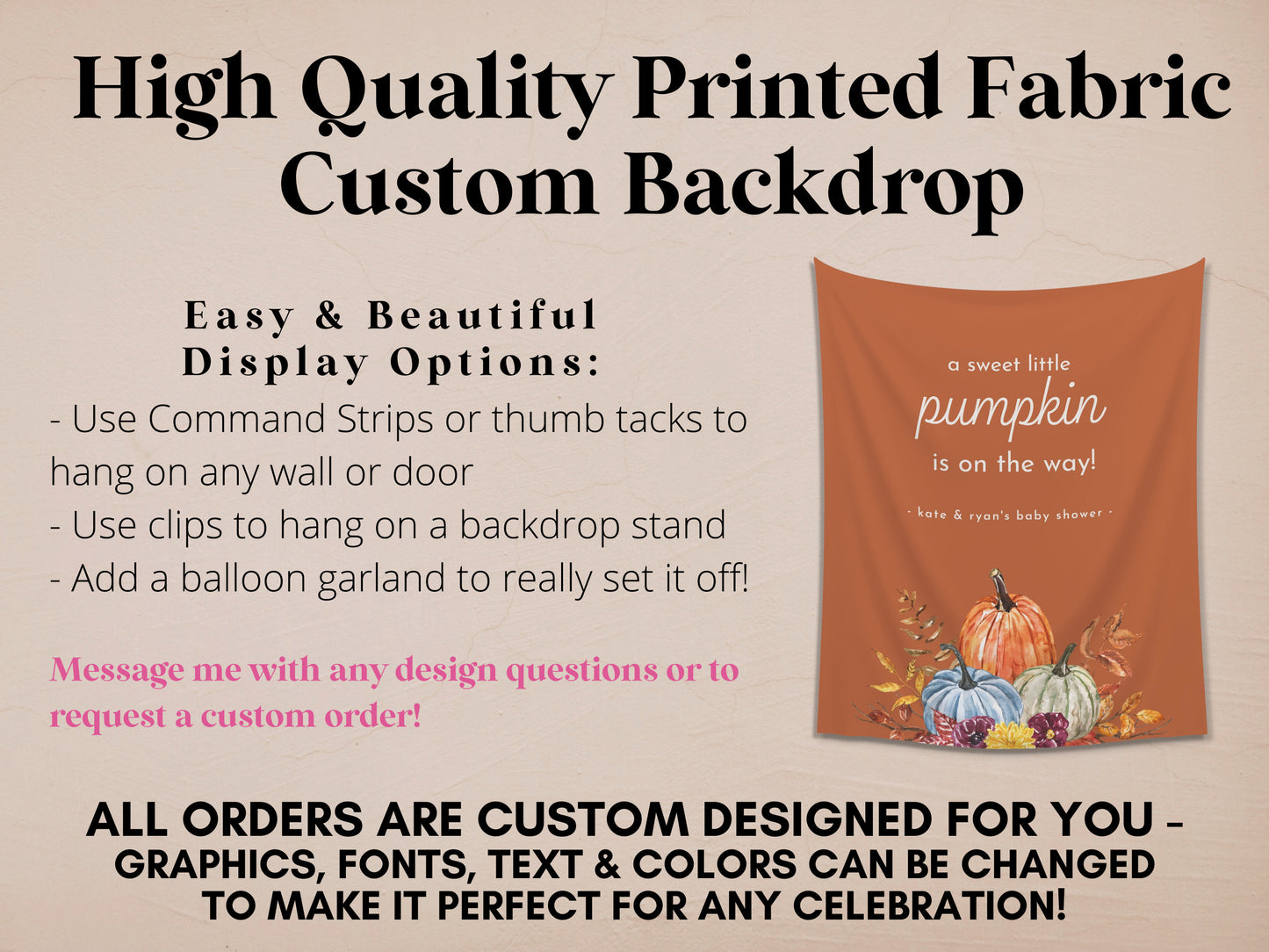 A Little Pumpkin Is On The Way Custom Banner | Customizable Fall Baby Shower Backdrop | Our Little Pumpkin 1st, 2nd, 3rd Birthday