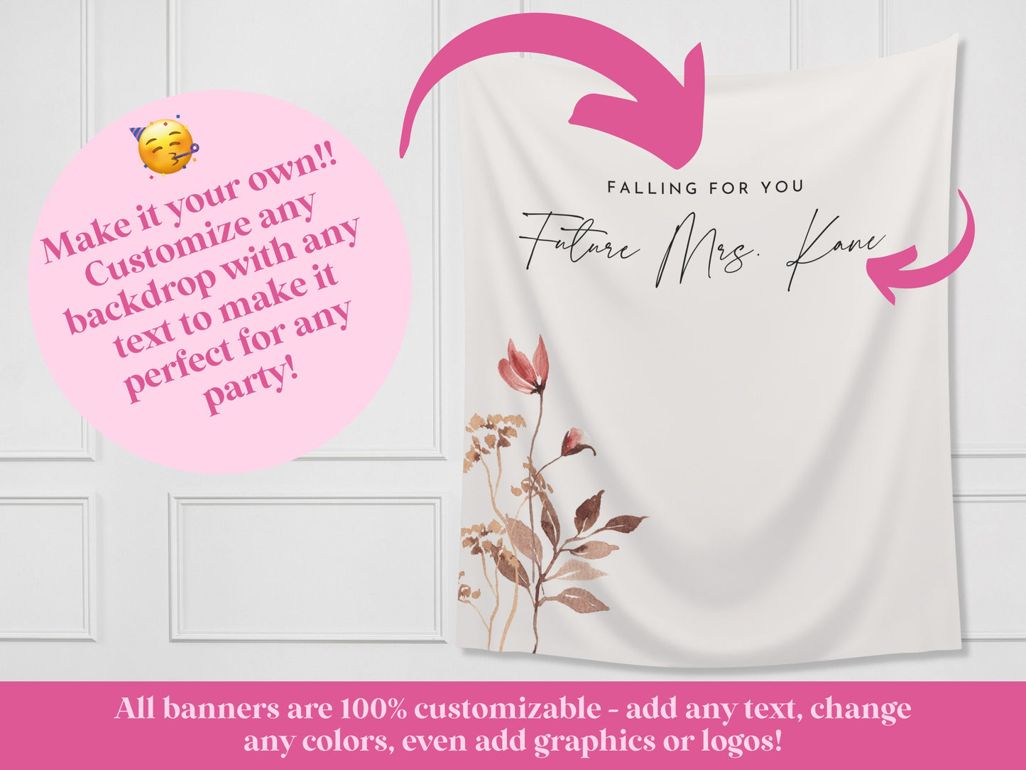 Falling in Love with Baby Fall Wildflower Custom Banner | Customizable Autumn Baby Shower Backdrop | 1st Birthday | Future Mrs Bridal Shower