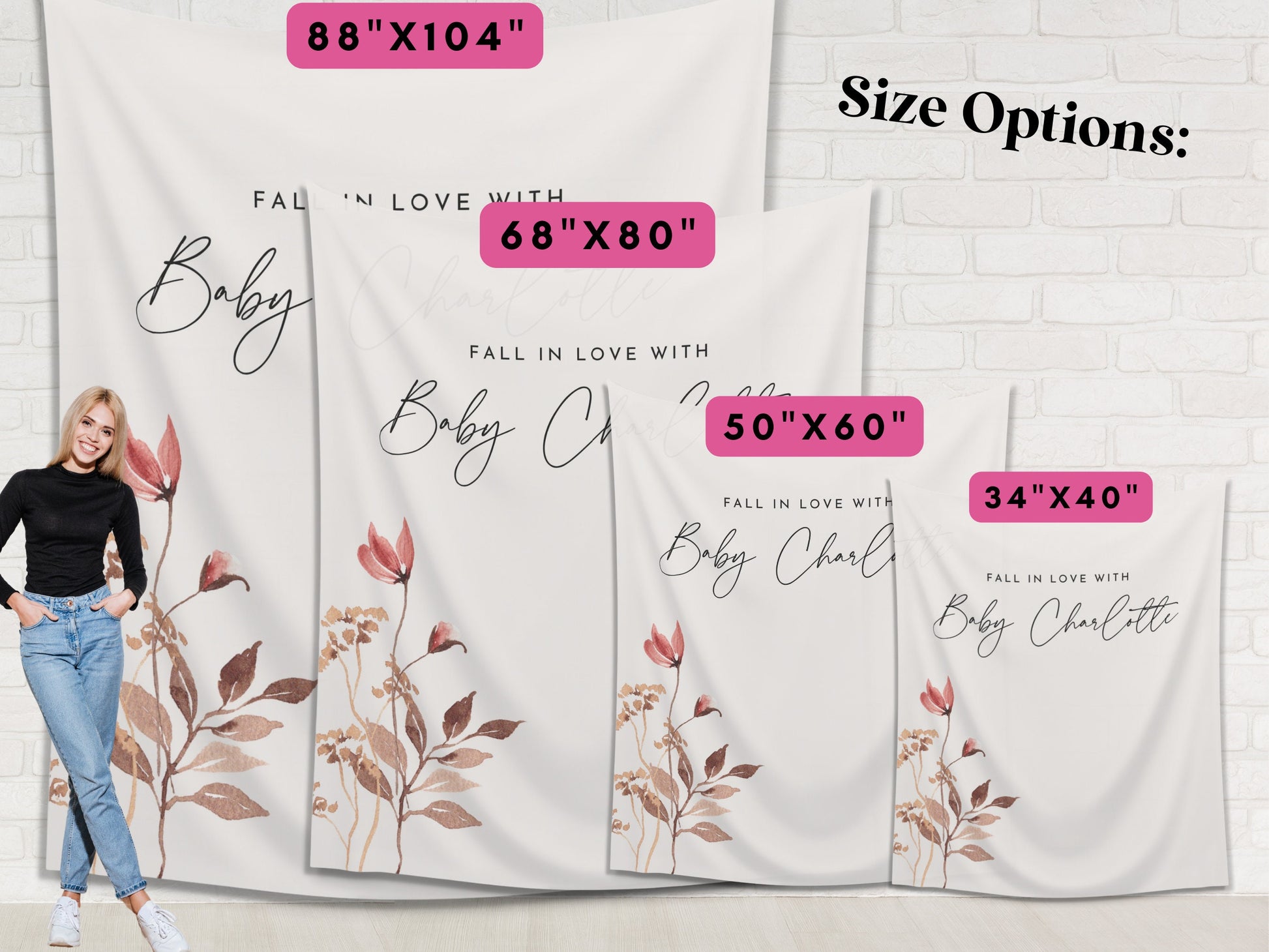 Falling in Love with Baby Fall Wildflower Custom Banner | Customizable Autumn Baby Shower Backdrop | 1st Birthday | Future Mrs Bridal Shower