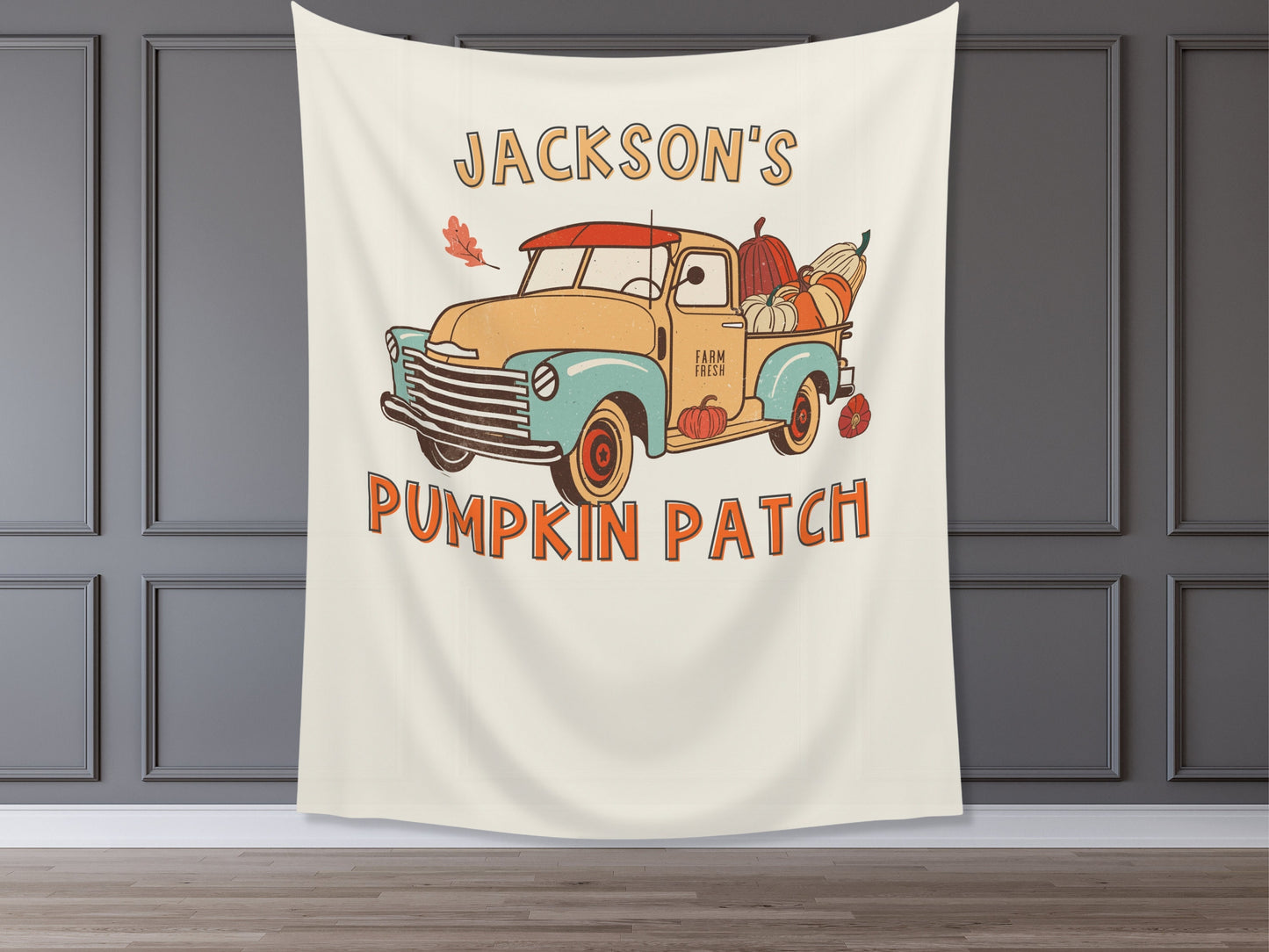 Pumpkin Patch Truck Custom Text Banner | Customizable Retro Fall Backdrop | 1st Birthday, Kids Birthday, Fall Festival or Baby Shower Décor