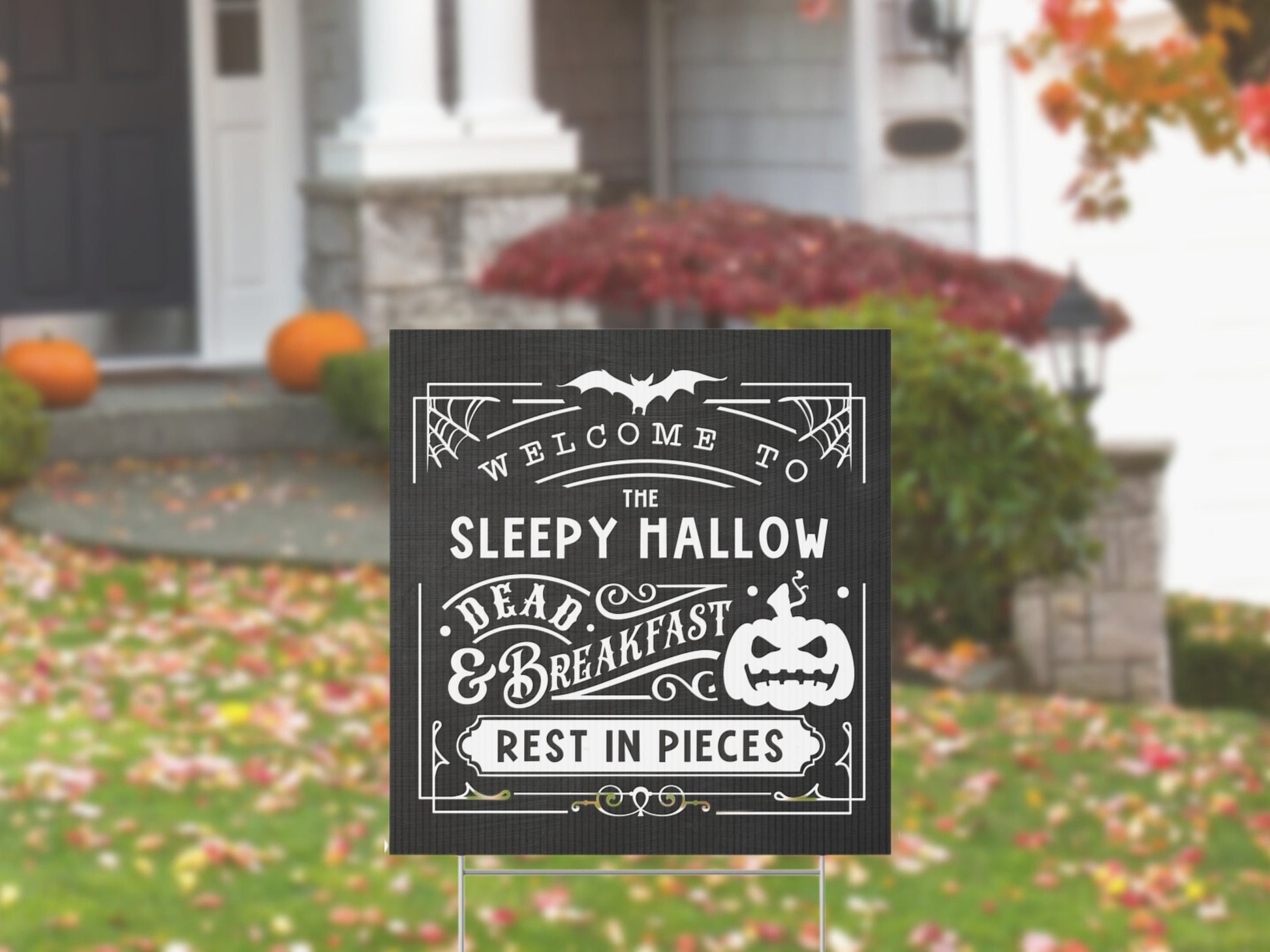 Custom Dead & Breakfast Halloween Yard Décor | Outdoor Yard Sign with Stake | DIY Make it Your Own | Completely Customizable Text and Colors