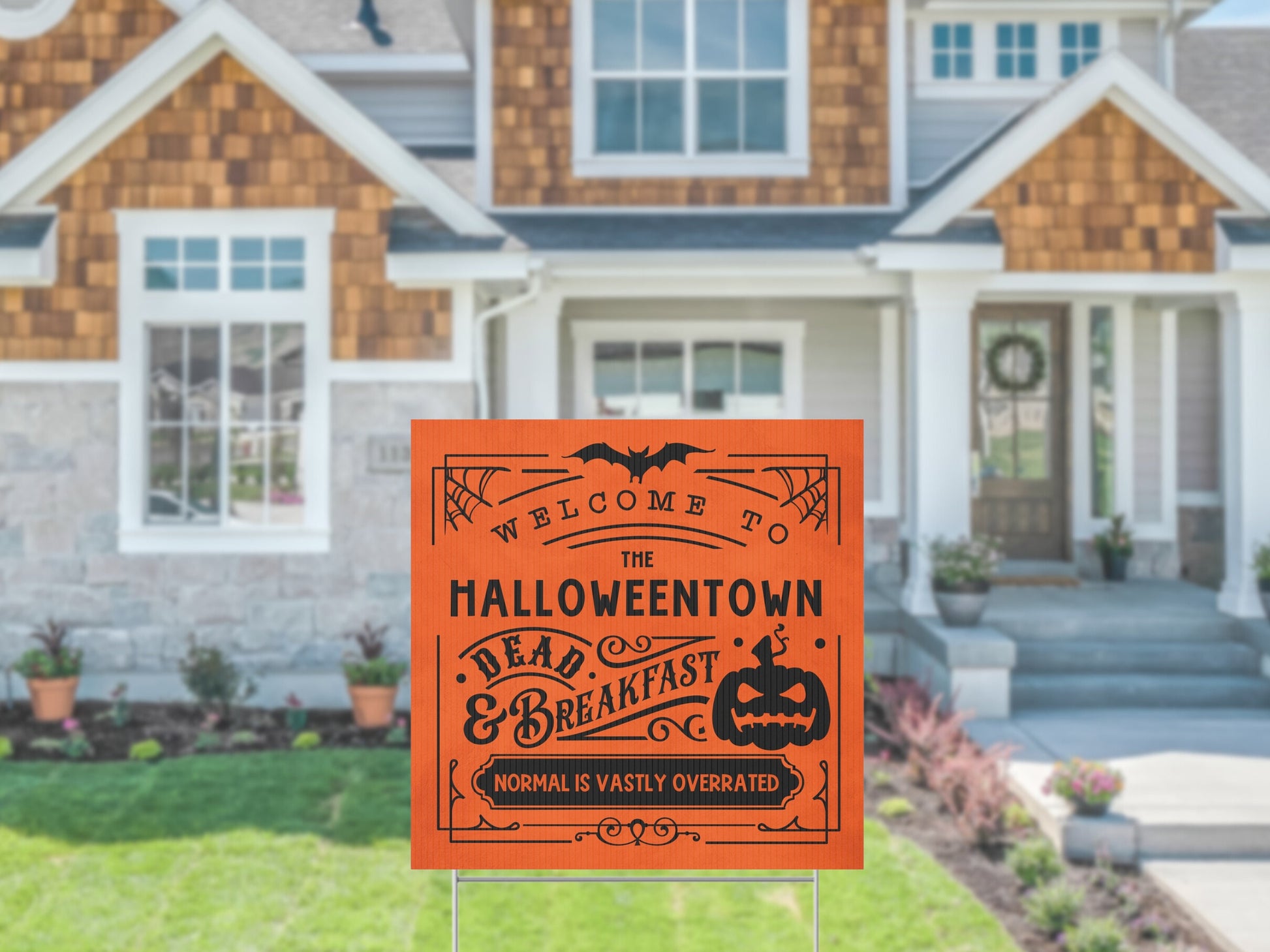 Custom Dead & Breakfast Halloween Yard Décor | Outdoor Yard Sign with Stake | DIY Make it Your Own | Completely Customizable Text and Colors