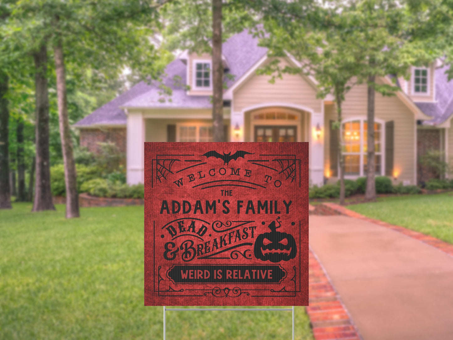 Custom Dead & Breakfast Halloween Yard Décor | Outdoor Yard Sign with Stake | DIY Make it Your Own | Completely Customizable Text and Colors