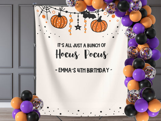 It's All Just a Bunch of Hocus Pocus Halloween Party Backdrop | Customizable Happy Halloween Party Banner | Birthday Party or Baby Shower