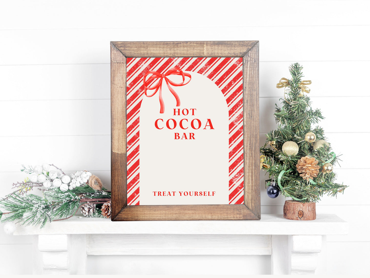 Jingle & Mingle Holiday Party Hot Cocoa Bar Sign | Customizable Poster or Printable | Pink Christmas | Retro Shower Décor | Jingle Ladies