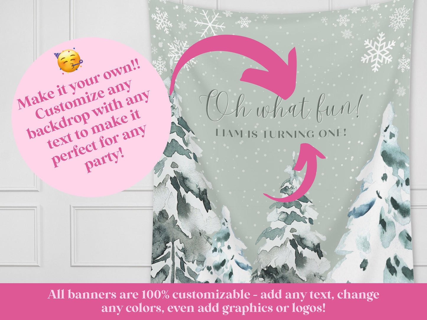 Baby It's Cold Outside Custom Baby Shower Backdrop | Snowflake Winter Theme Baby Shower Décor