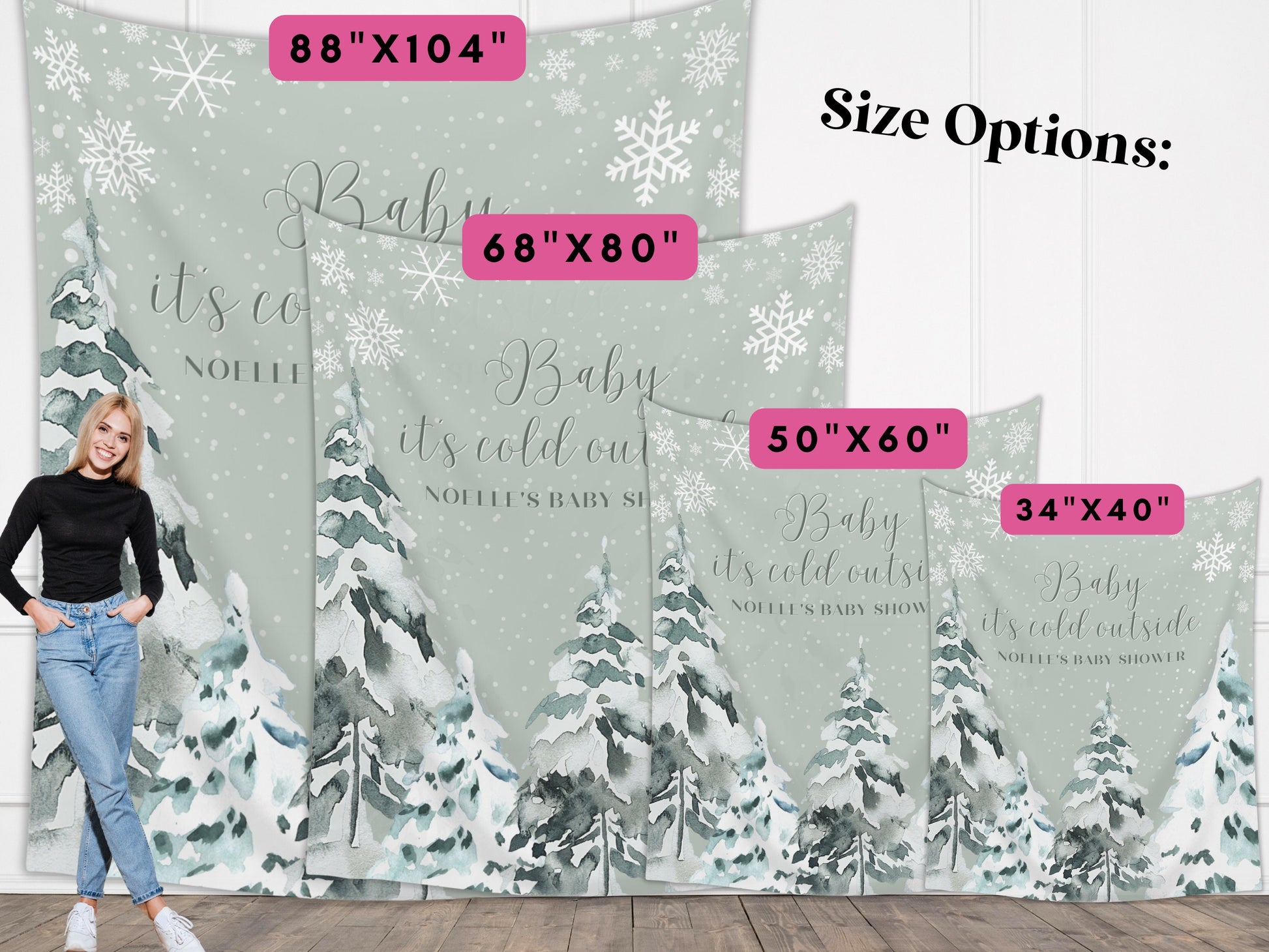 Baby It's Cold Outside Custom Baby Shower Backdrop | Snowflake Winter Theme Baby Shower Décor