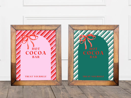 Jingle & Mingle Holiday Party Hot Cocoa Bar Sign | Customizable Poster or Printable | Pink Christmas | Retro Shower Décor | Jingle Ladies