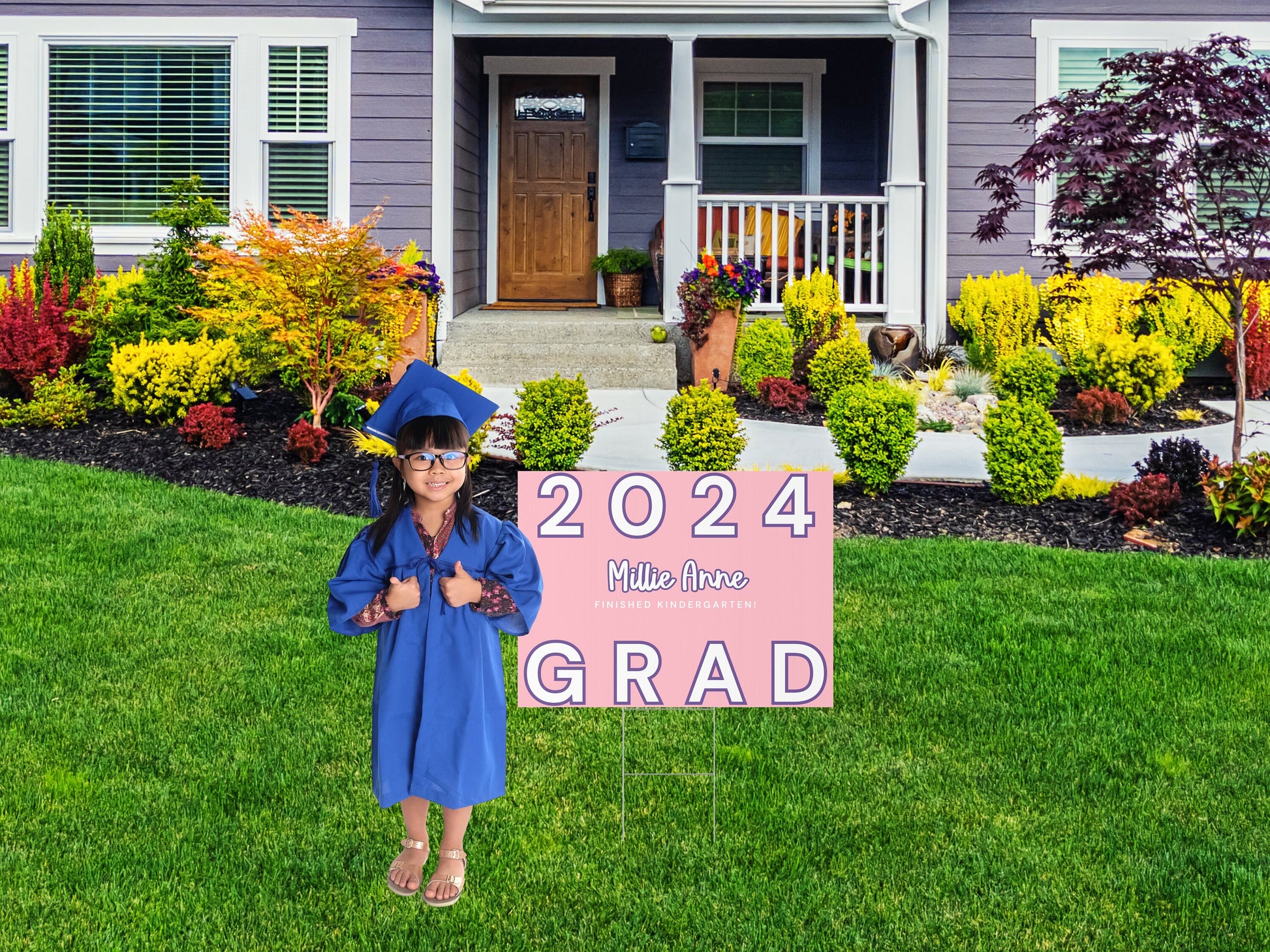 2024 Grad Custom Sign | Graduate Gifts Custom School Colors Outdoor Sign & Stake | Congrats Announcement Senior Photo | Graduation Party