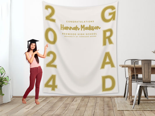 2024 Graduation Party Banner | Class of 2024 Backdrop | Graduation Party Décor | Gift | Personalized Congrats Grad School Colors Banner |