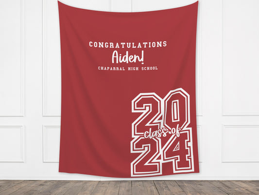 2024 Graduation Party Backdrop | Personalized Class of 2024 Congrats Grad School Colors Banner | High School Graduation | College Grad