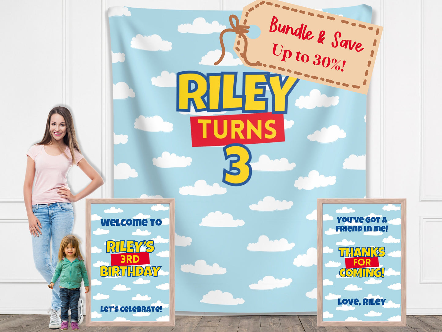 Custom Birthday Story Party Bundle | Banner Backdrop, Welcome Sign, Favor Sign | Boy Birthday Party Theme | Just Add Balloons | Two Infinity