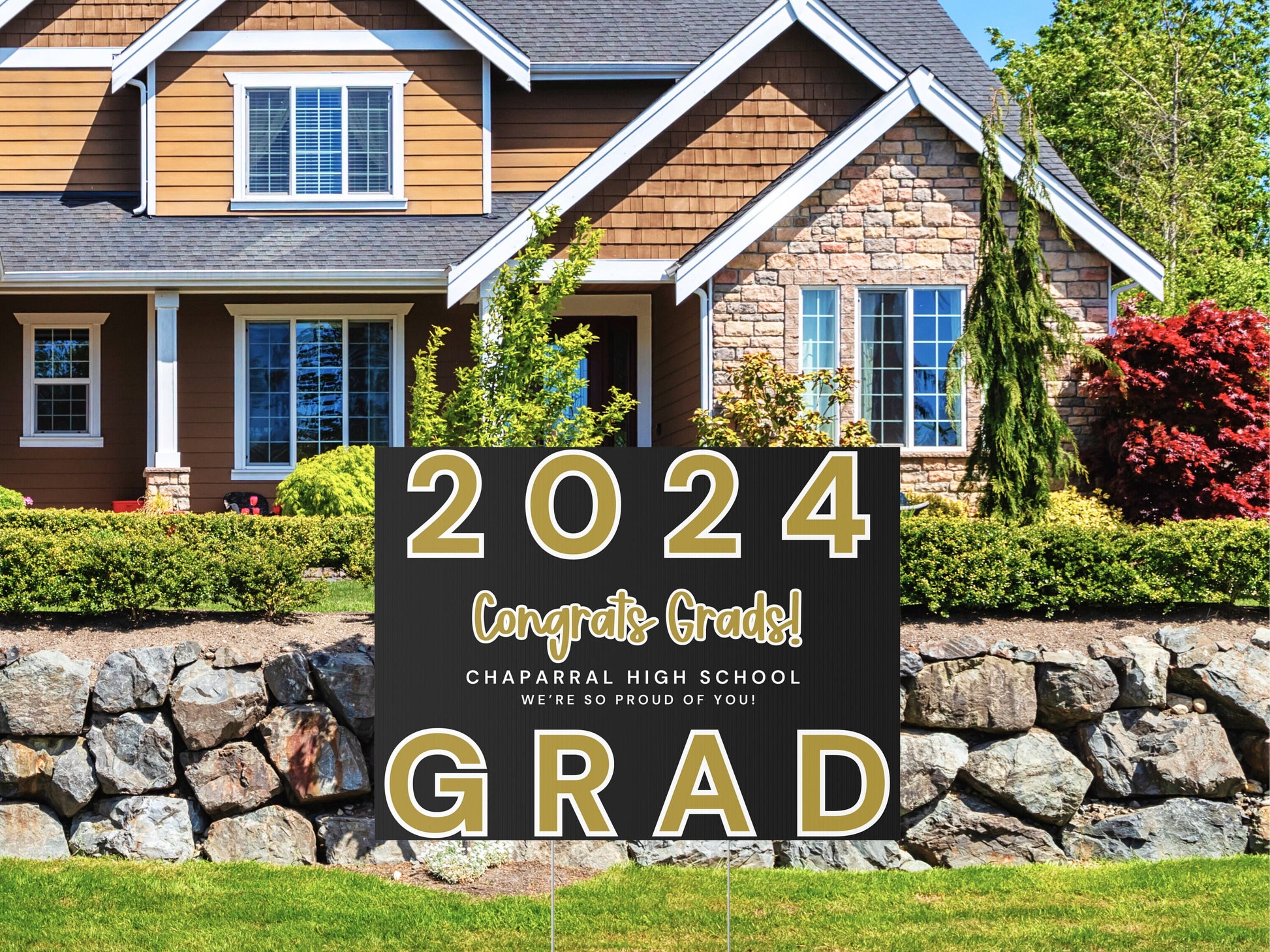2024 Grad Custom Sign | Graduate Gifts Custom School Colors Outdoor Sign & Stake | Congrats Announcement Senior Photo | Graduation Party