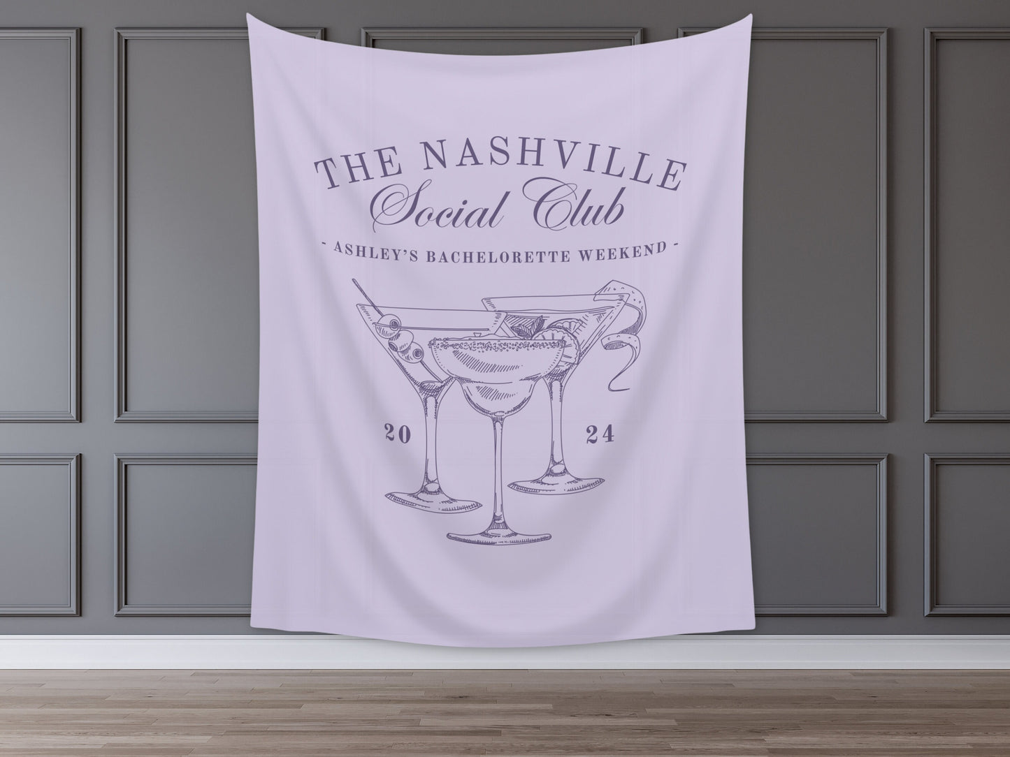 Custom Luxury Bachelorette Club Banner | Last Name Bridal Gift | Bachelorette Trip | Personalized Bride Hen Party Backdrop | Beach Club